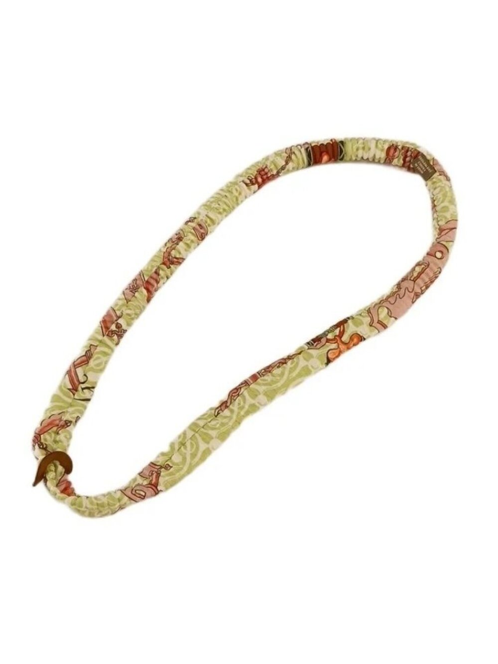 Hermes Petit H Pleated Necklace Silk Leather All Over Print Multicolor